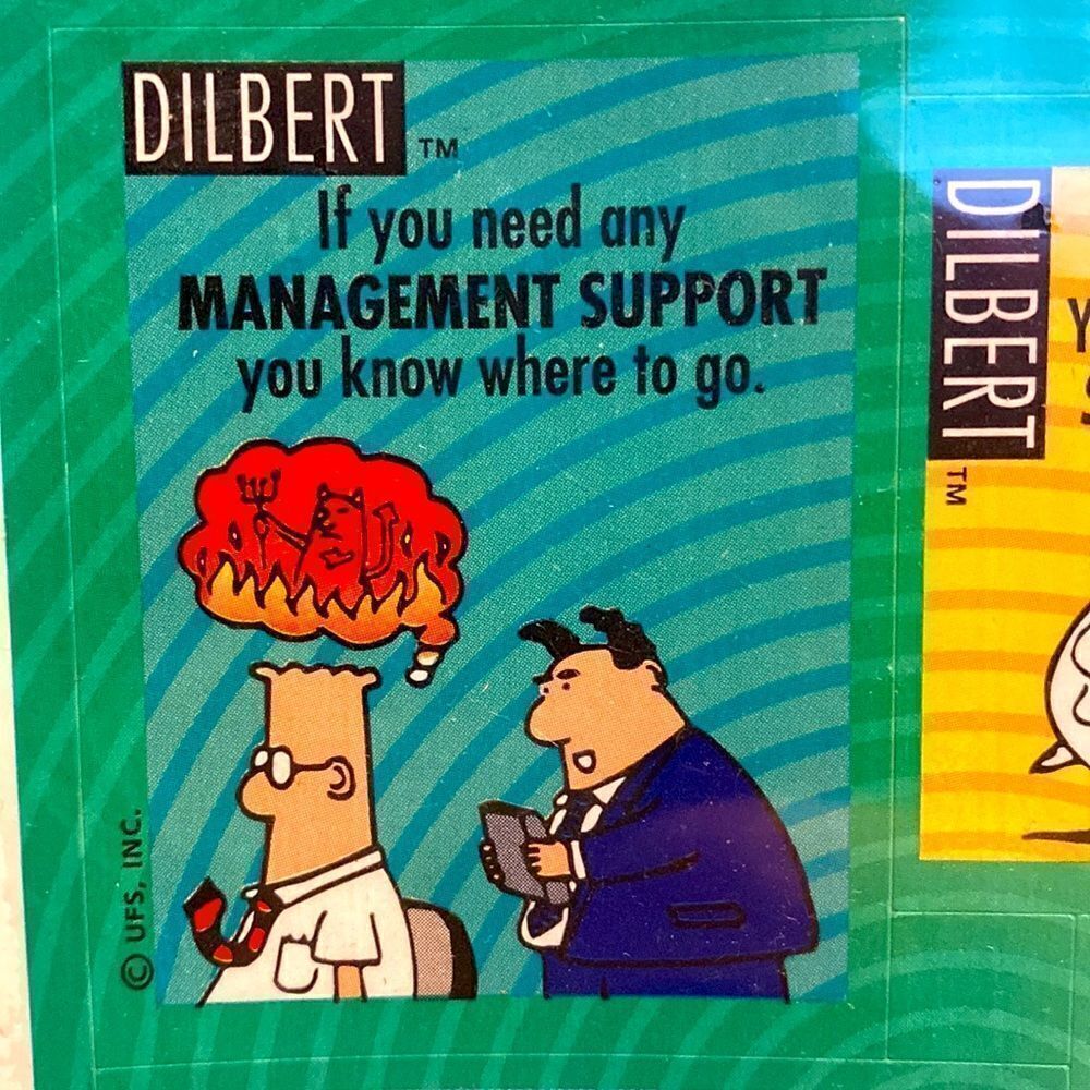 Vintage 1995 Hallmark Dilbert Stickers 4 Sheets 28 Labels NOS office supplies - Picture 3 of 9